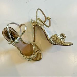 MIA Strappy Gold Heels w/ Knot